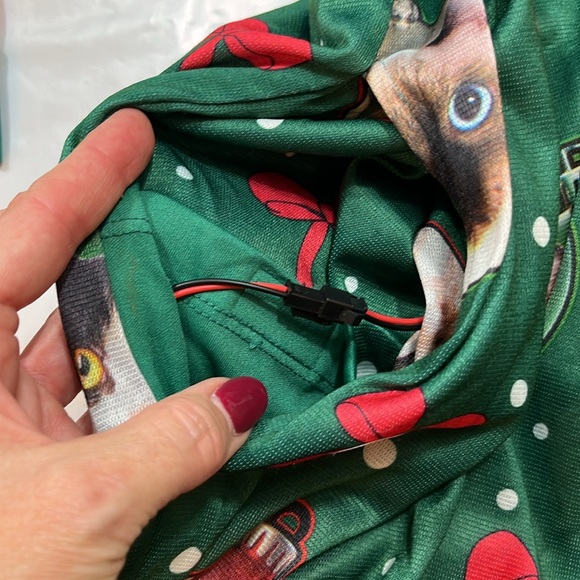 CAT Christmas full body suit Cheer FUNNY Light Up 1 Piece Sleep Suit mens NEW M - Picture 6 of 16